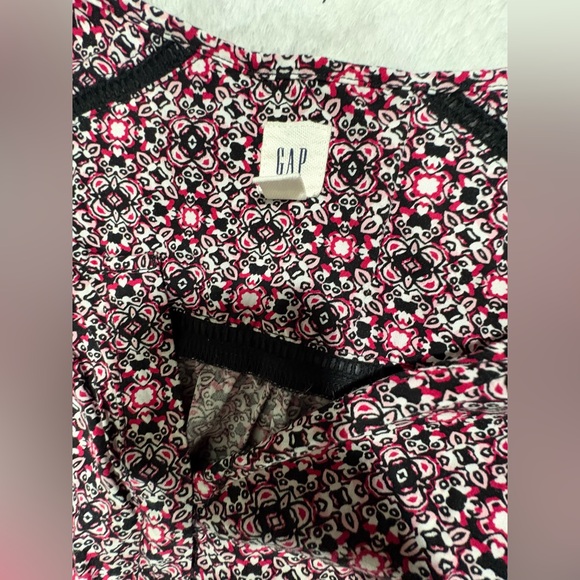 GAP‎ Geometric Pattern Tie Waist Long Sleeve Black Pink Jumpsuit Romper Small S - Picture 4 of 6